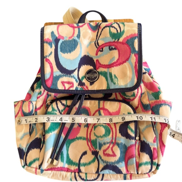 Vintage Coach IKat Print Multi Color Nylon Drawstring Backpack Rucksak F24451 - Picture 9 of 14